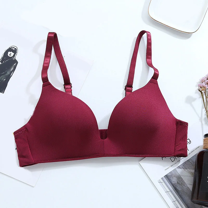 

New Solid Color Lady Brassiere Smooth Breathable Lingerie Seamless Adjustment Underware Wire Free Bra Bras