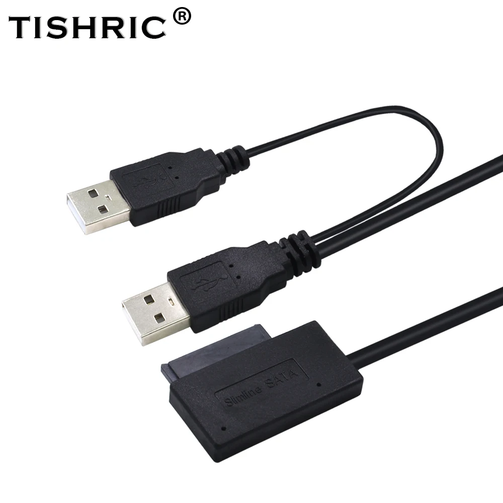 Кабель адаптер TISHRIC USB 2 0 к 7 6 13Pin Slimline SATA Внешнее питание для ноутбука мини