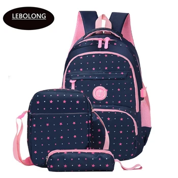 

3 pcs/sets High Quality SchoolBag Fashion School Backpack for Teenagers Girls schoolbags kids backpacks Big Capacity mochila sac