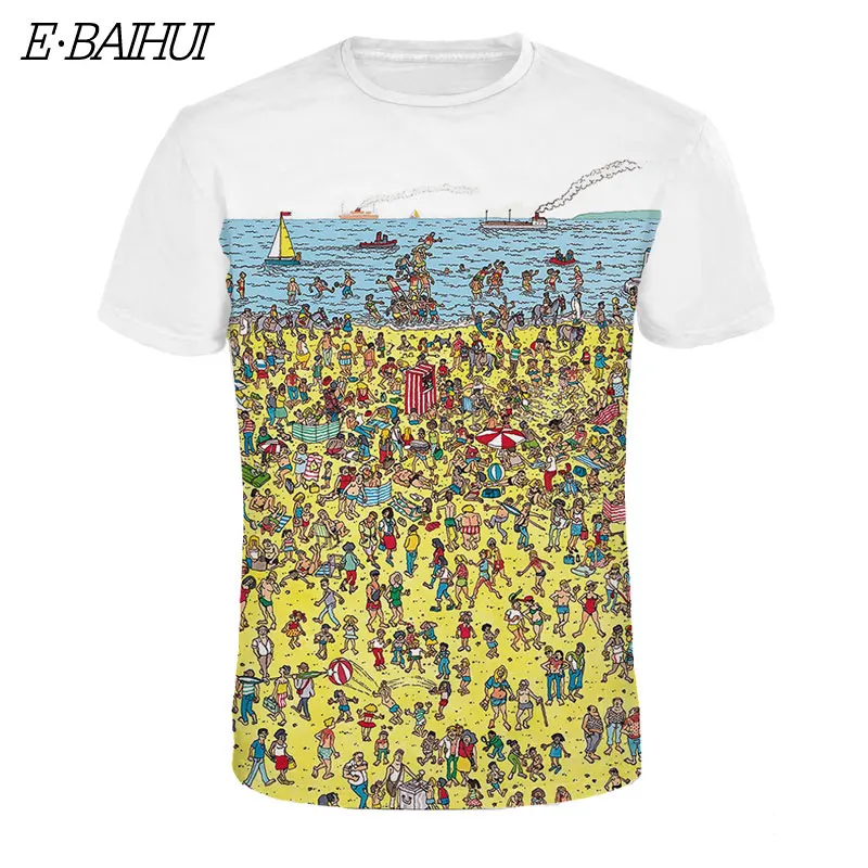 

E-BAIHUI Fashion Beach Holiday T-shirt men 100% cotton male Casual high quality tshirt swag brand t shirts men tops tees NA354
