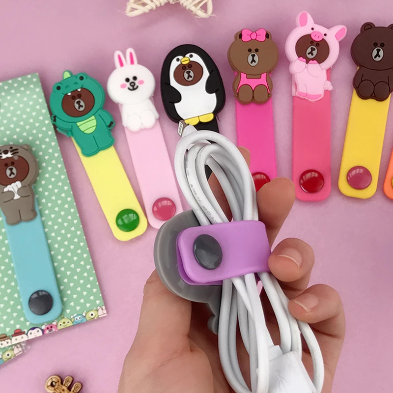 Cartoon Brown Bear Silica Gel Cable Winder Earphone Protector USB Unisex Phone Holder Accessory Organizers Travel Accessories Cartoon Brown Bear Silica Gel Cable Winder Earphone Protector USB Unisex Phone Holder Accessory Organizers Travel Accessories