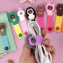 Cartoon Brown Bear Silica Gel Cable Winder Earphone Protector USB Unisex Phone Holder Accessory Organizers Travel Accessories