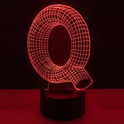 Красивые 3D лампа Алфавит Буква Q светодиодный ночник USB сенсорный датчик светодиодный бар украшения дома стол освещения малыш подарок для