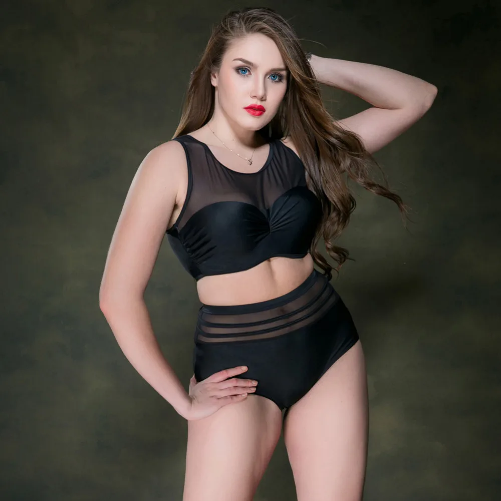 

Swimwear Women Swimsuit 2017 Sexy Push Up Tankini Set Fishnet Vest Top High Waist Bathing Suit Swim Beach Wear Plus Size 7701
