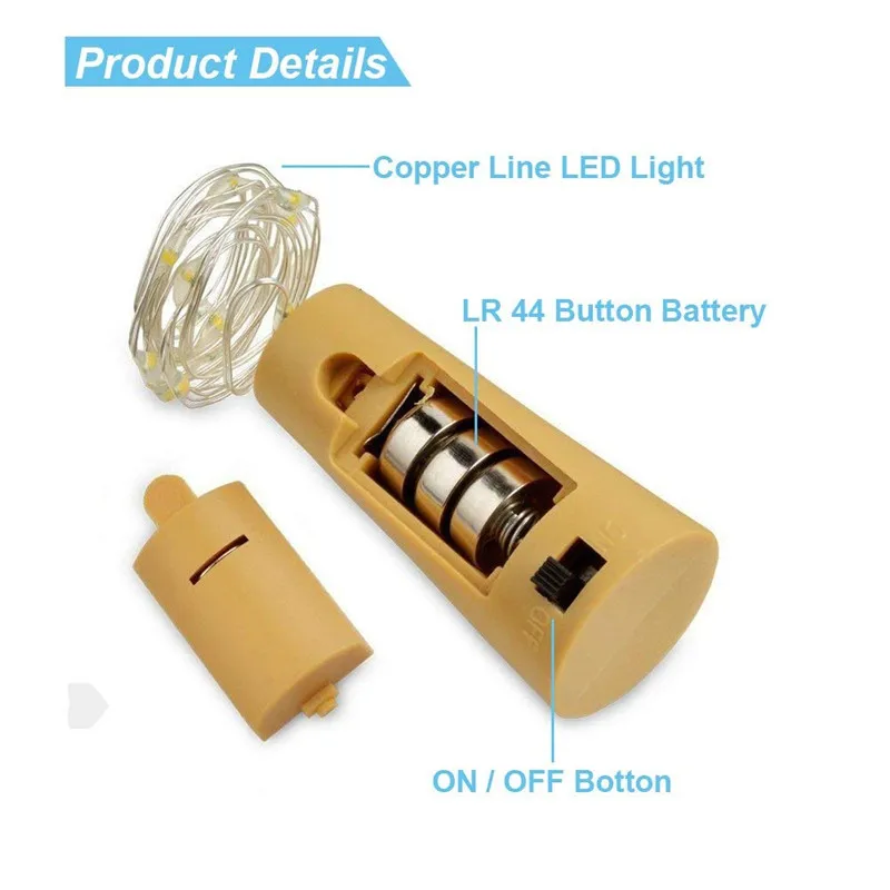Новый 20 LEDS 8 видов цветов Spark I лампа для бутылки вина в форме пробки батареи медная