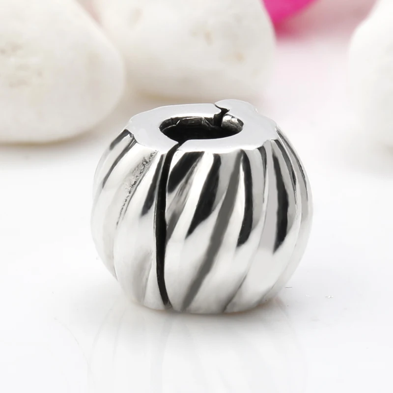 925 Sterling Silver Polished Feathered Clip Charm Beads Fit Original Pandora Bracelet DIY Jewelry Making | Украшения и аксессуары