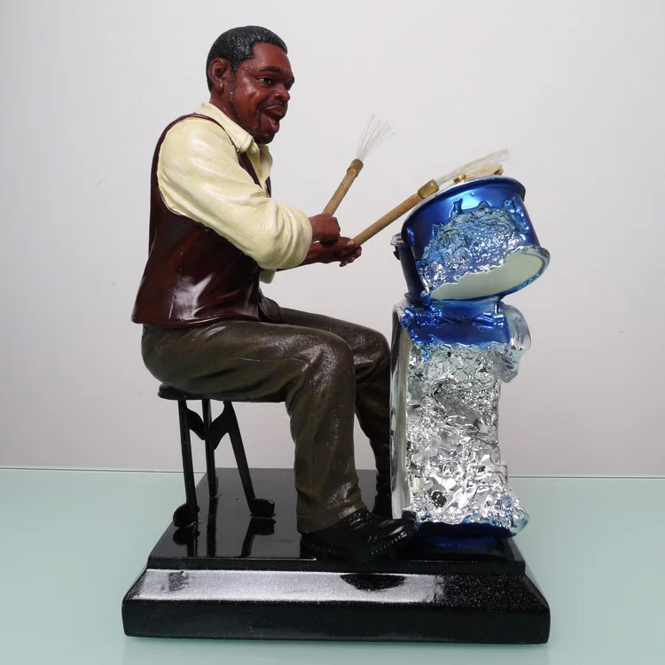 

Temple painted Abstract Drum Kit Player Sculpture Resin Music Figure Handicraft Ornamernt Embellishment Art Collection and Room