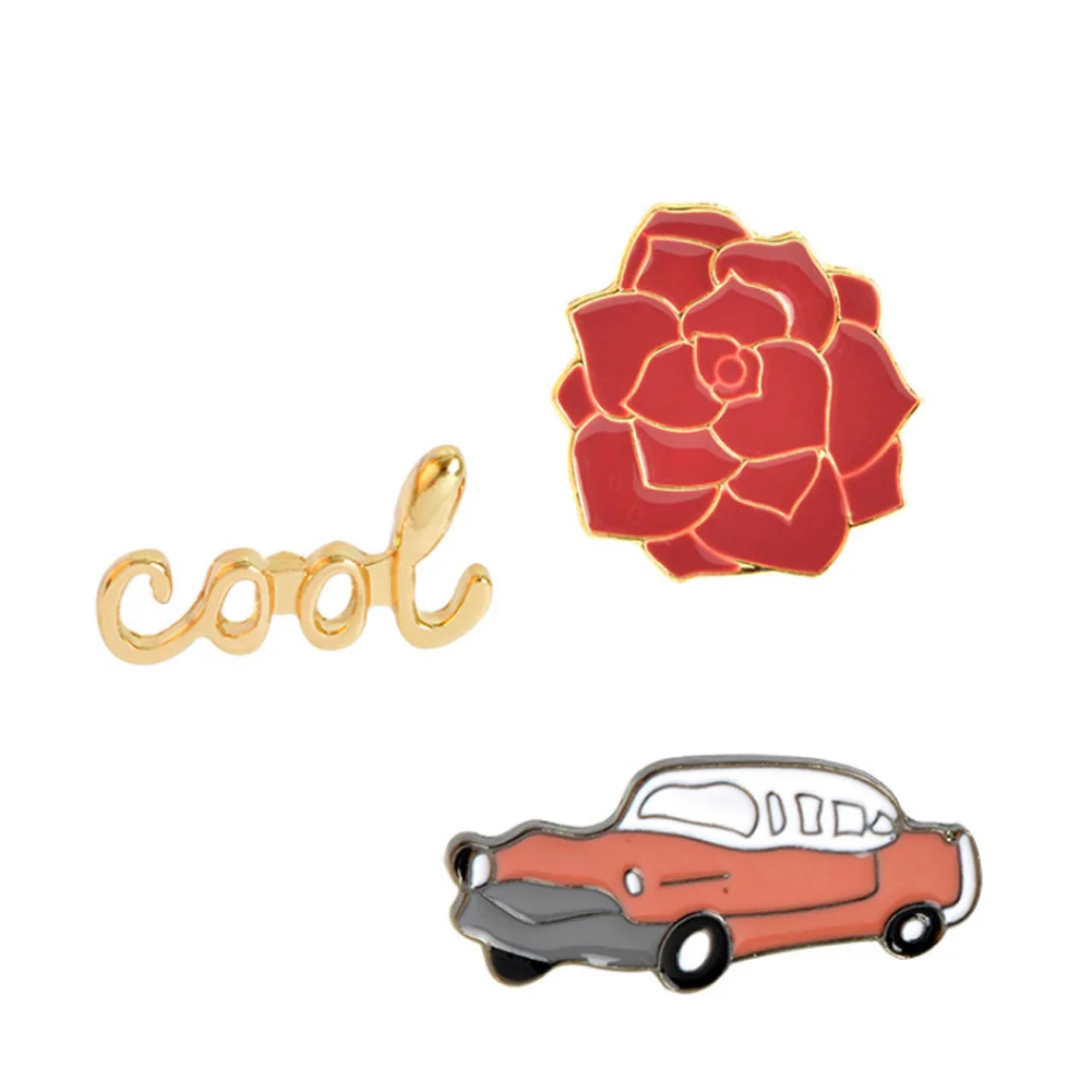 

Metal Enamel Brooch Pins Button Vintage Fashion Rose Flower Car Cool Metal Brooch Pins Button Pins Jeans Bag Decoration Gift
