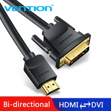 Vention Кабель HDMI-DVI м, 1 м, 2 м, 3 м, 5 м DVI-D DVI 24+ 1 Pin Поддержка 1080P 3D высокое Скорость HDMI кабель для ЖК-дисплей DVD HDTV xbox проектор PS3