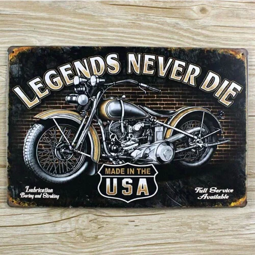 The Motorcycle Legend Never Die Poster Tin  Metal Signs Home Pub Bar Wall Decor 