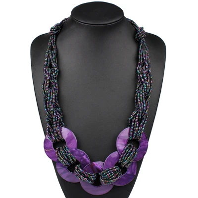 Dark Purple Claire jin большая оболочка ожерелье маленькие бусы Этническая бижутерия ручной работы богемное ожерелье s модный аксессуар женский длинный свитер цепь - Окраска металла: Dark Purple