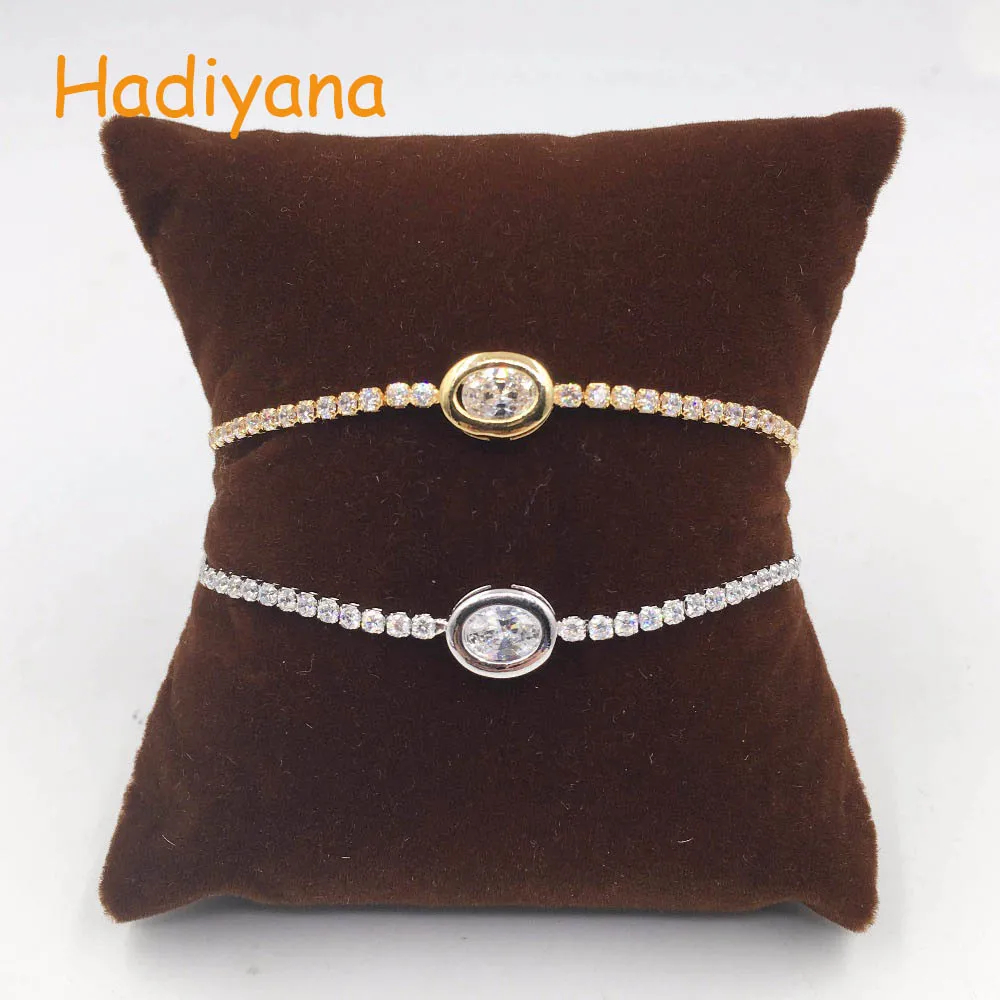 

Hadiyana 2018 Oval Shape AAA Cubic Zirconia Adjustable Bracelet For Sweet OL Design For Gift Gold Color Plated Guaranteed SL303