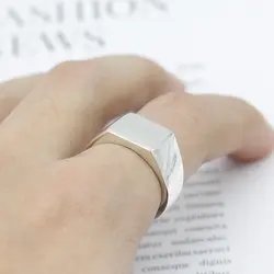 925 пробы серебряные кольца люди простой серебристый цвет прямоугольник Форма простой дизайн панк кольцо для человека Для женщин ювелирные