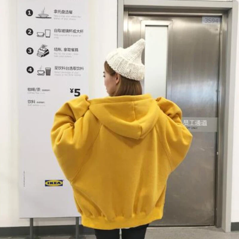  Fanco Long Lantern Sleeve Womens Yellow Hoodies Sweatshirts Oversized Tracksuits Plus Size Hooded P