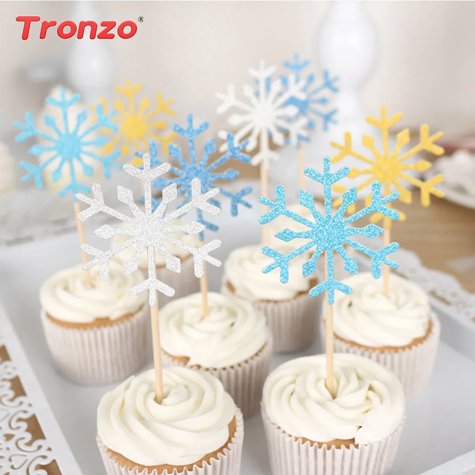 Tronzo 10 шт. Замороженные снежинки капкейки украшения для вечеривечерние на день