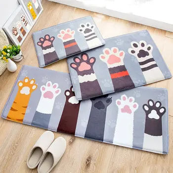 

2 Pcs/3 Piece Set Coral Fleece Memory Foam Rugs and Carpet Super Soft Non-slip Absorbent Bathroom Rugs Cat Paw Thicking Doormat