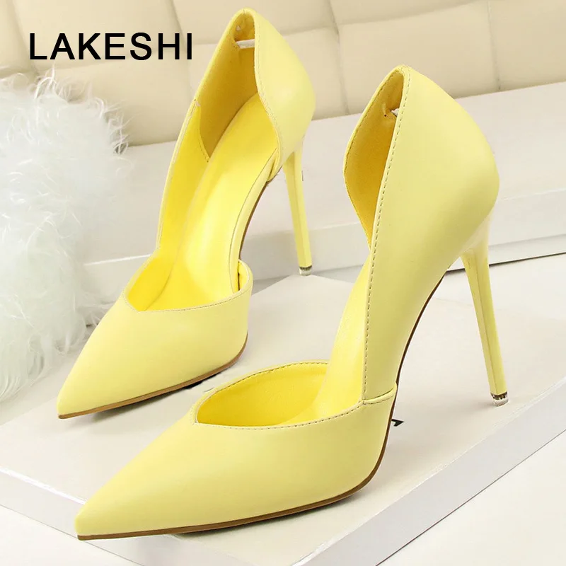 

LAKESHI Solid Women Pumps Thin Heels Shoes Sexy High Heels Pointed Toe Fashion Wedding Shoes Woman Summer Pumps Shoes Female