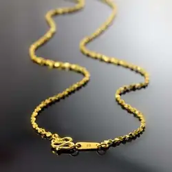 Новые однотонные 24 К желтого золота Цепочки и ожерелья Smart Star Link женские цепи Цепочки и ожерелья 43 см L