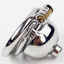 Spiked ring Anti off Short Chastity Cage with New Lock and removable Urethral Sound Steel Locking Chastity Device for Men
