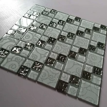 Mordern Серебряный травяной лист художественная белая стеклянная мозаичная плитка для своими руками кухонный шкаф камин ванная комната магазин украшения стен