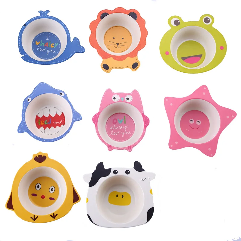 Cartoon Bamboo fiber baby feeding bowl kids baby food dishes 8 styles Cartoon Bamboo fiber baby feeding bowl kids baby food dishes 8 styles