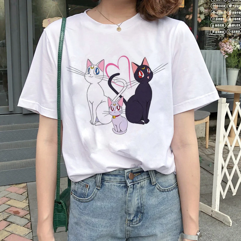 Kawaii Сейлор Мун футболка Женская Harajuku Ullzang мультяшная футболка 90s Милая футболка с принтом гранж корейский стиль футболки женские - Цвет: 4288