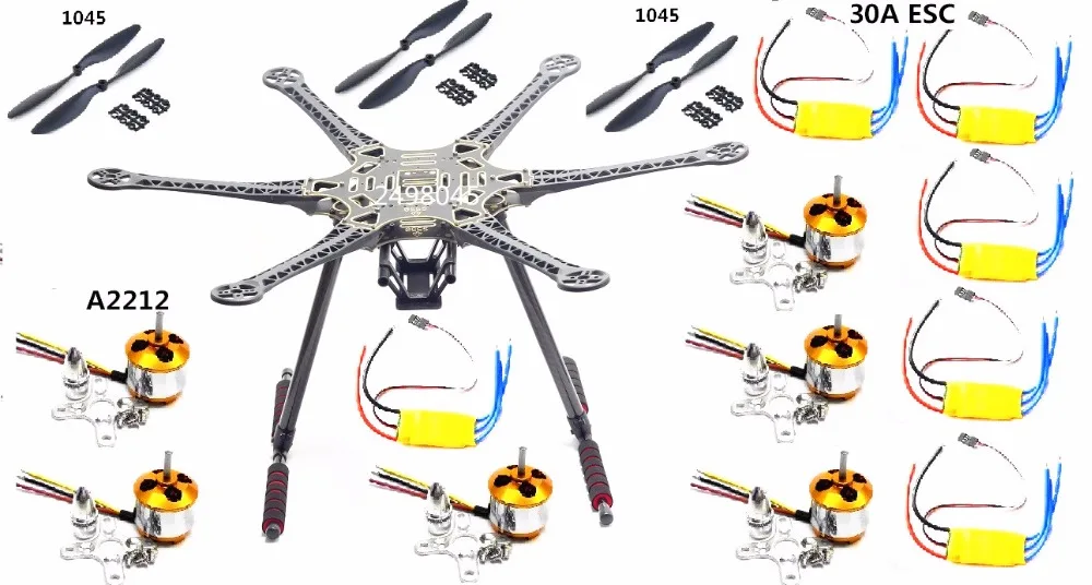 S550 PCB/GF550 Hexacopter Рамка + 6 x A2212 1000kv двигатели 30A ESC 3 пары 1045 пропеллеров | Игрушки и