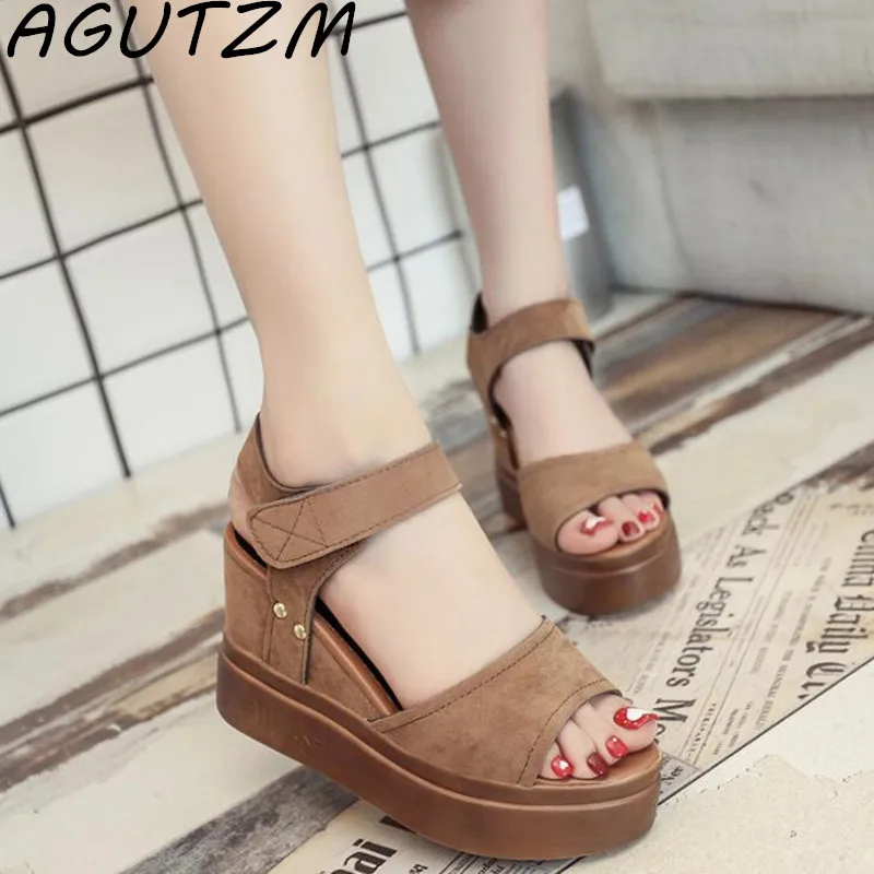 

AGUTZM 2018 Women Sandals Sequins Sandals Wedges Summer Women Open Toe Platform Sandals Gladiator Sandalia Feminina