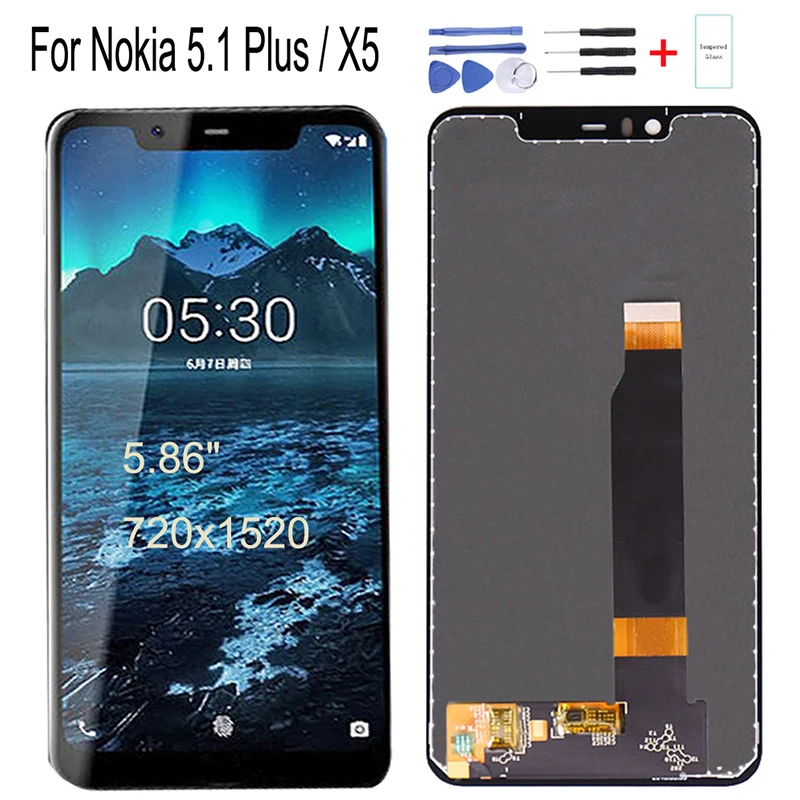 

ЖК-дисплей 5,86 дюйма для Nokia 5,1 Plus X5 с сенсорным экраном и дигитайзером в сборе для Nokia X5 TA-1120 TA-1105 1102