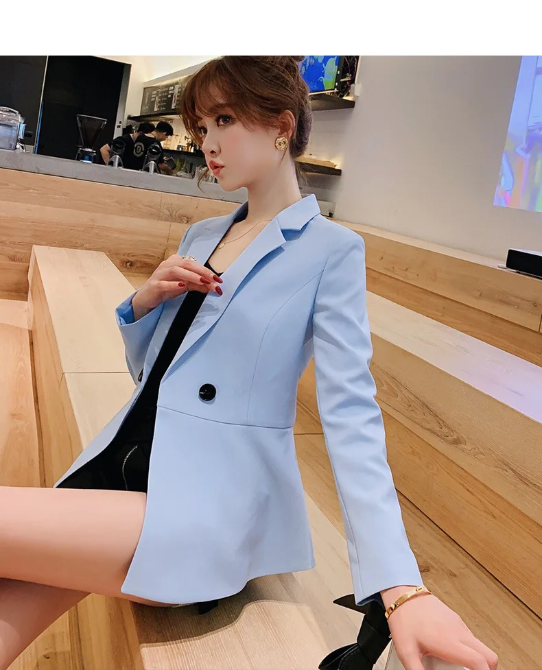 Women's jacket 2019 new autumn business Slim fashion temperament long-sleeved small suit solid color ruffled jacket