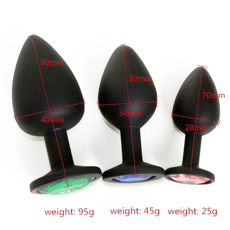 Small Medium Large Silicone Butt Plug with Crystal Jewelry Smooth Touch Anal Plug Anal Sex Toys for Woman Men Gay07