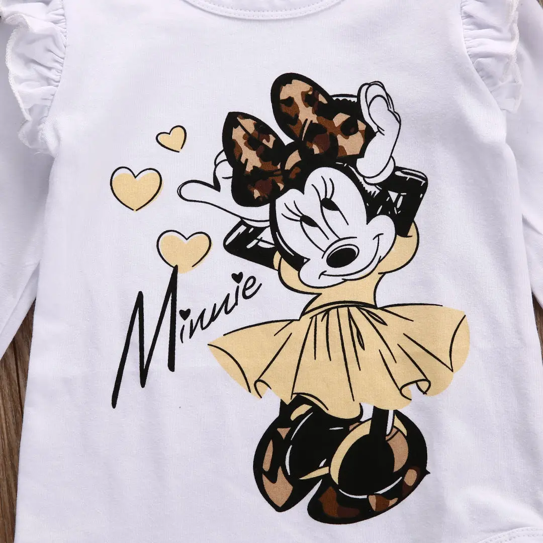 Комбинезон с Минни Маус для новорожденных девочек; комбинезон с длинными рукавами для маленьких девочек; комплект одежды; 0-18 месяцев