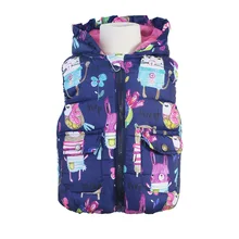 Autumn Baby Girl Clothes Hooded Warm Vest Girls Bodywarmer Hand Painting Printing Hooded Winter Coat Kids Girls Vest Jacket
