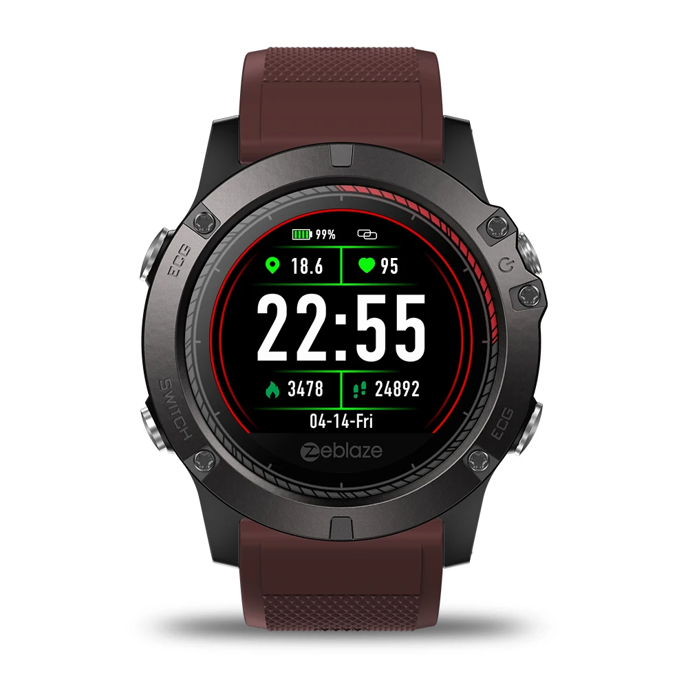 Красный Zeblaze VIBE 3 Смарт-часы ECG IP67 ips цветной дисплей монитор сна Android и IOS Поддержка языка - Цвет: Красный