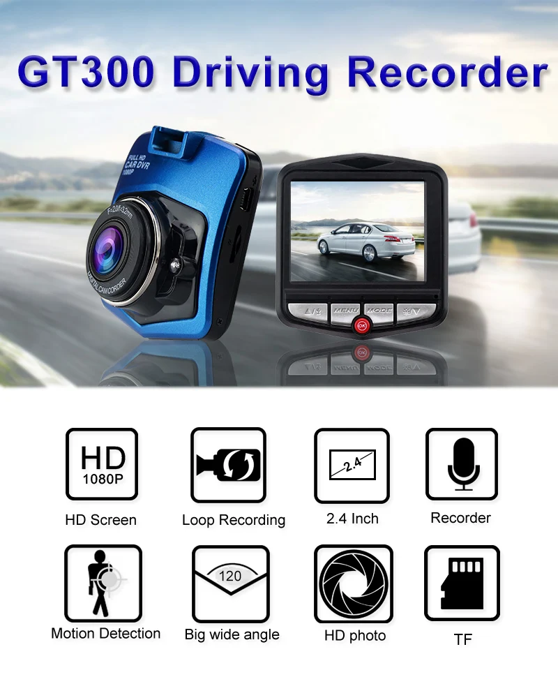 Мини DVR GT300 Dash камера Мини Автомобильный цифровой видеорегистратор Full HD 1080P цифровой рекордео для видеорегистратора авто видеорегистратор монитор обнаружения