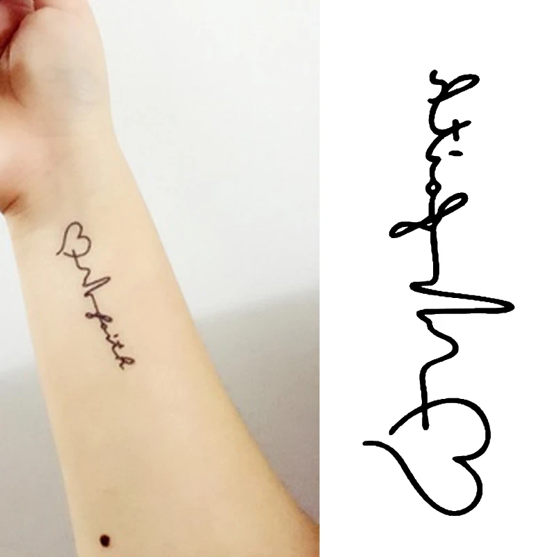 New Design Cool Unique Tattoo Fashion Temporary Tattoo Stickers Body Art Waterproof Tattoo Electrocardiogram Pattern Sticker Home Stickers Bodysticker Paper For Printing Aliexpress