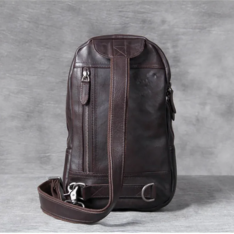 AETOO Retro head cowhide chest bag, handmade new single shoulder crossbody bag, male leather chest bag