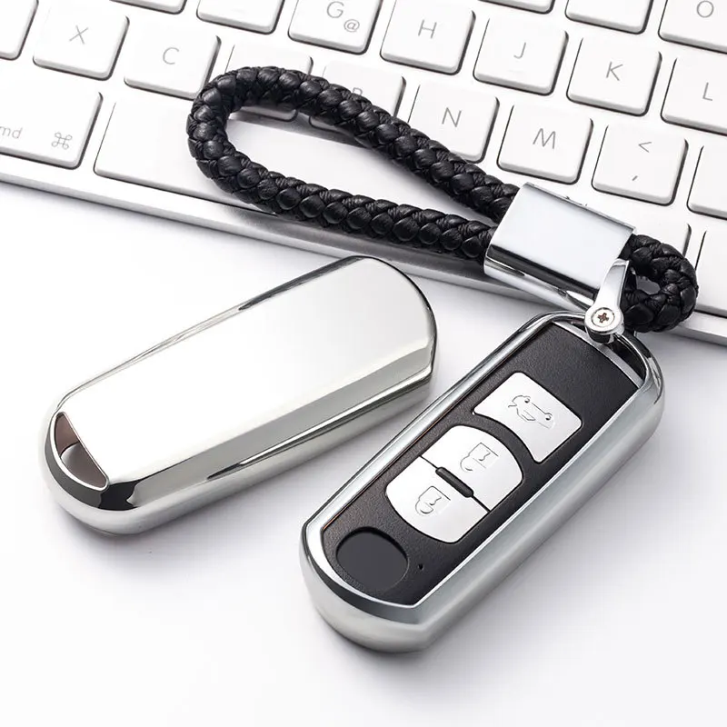 

New TPU Car Key Case Cover for Mazda 6 Mazda 3 2014 2015 CX-5 CX-7 CX-9 car key shell fits Mazda 323 626 Familia CX-3 keychain