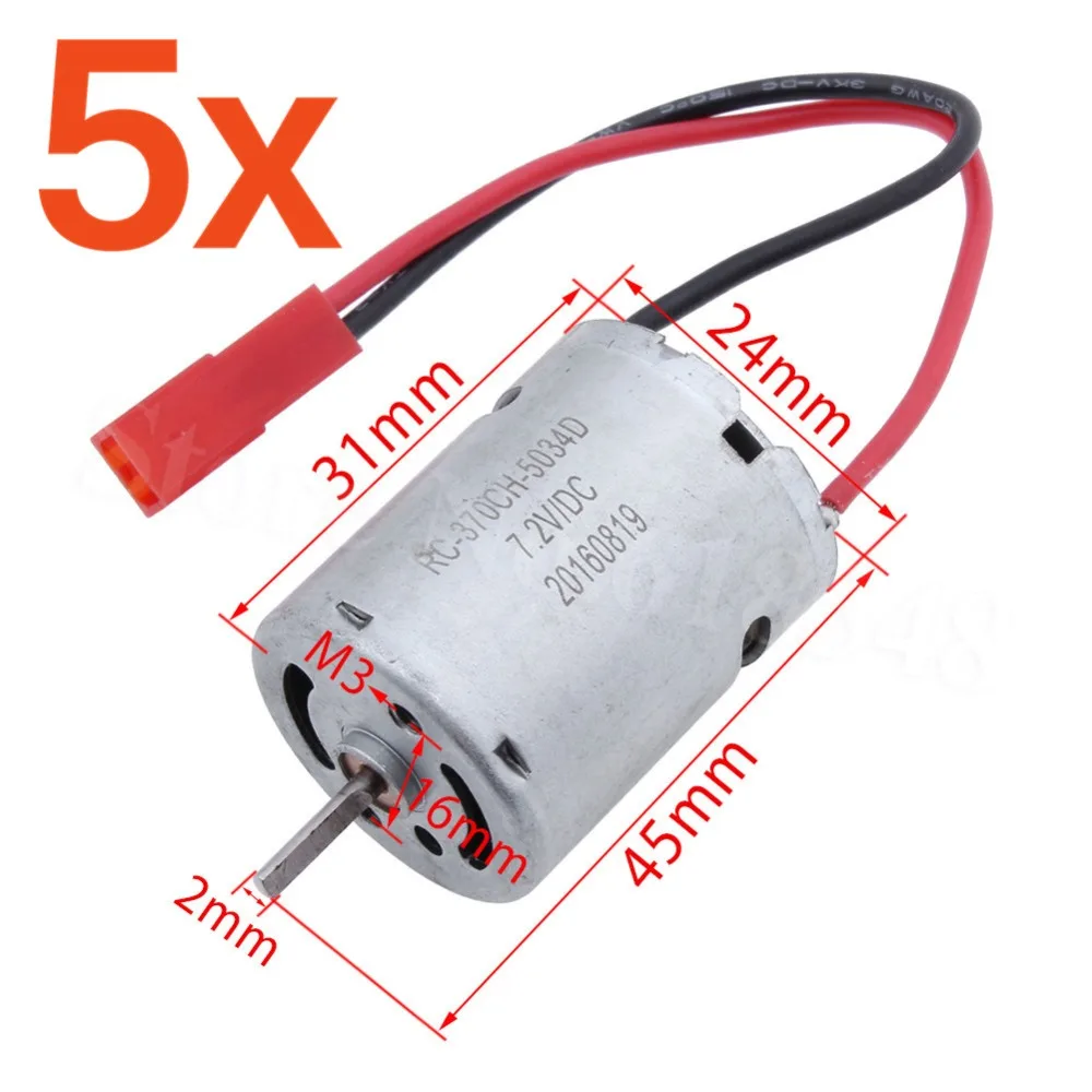 

5Pcs RC Car 370 Electric Motor Engine 7.2V For 1/18 Revel 24540 Scorch Hobbico Dromida BX/MT/SC4.18 Monster Truck Parts