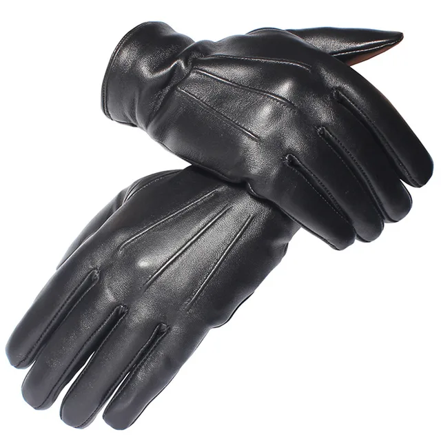 Gours Mens Genuine Leather Gloves Real Sheepskin Black Touch Screen Gloves Button Fashion Brand Winter Warm Mittens New GSM050 -