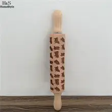 Подарочная булавка унисекс Роллинг деревянные повседневные деревянные инструменты булавка Красивая выпечка животное выгравированы Рождество выгравированы прокатки с