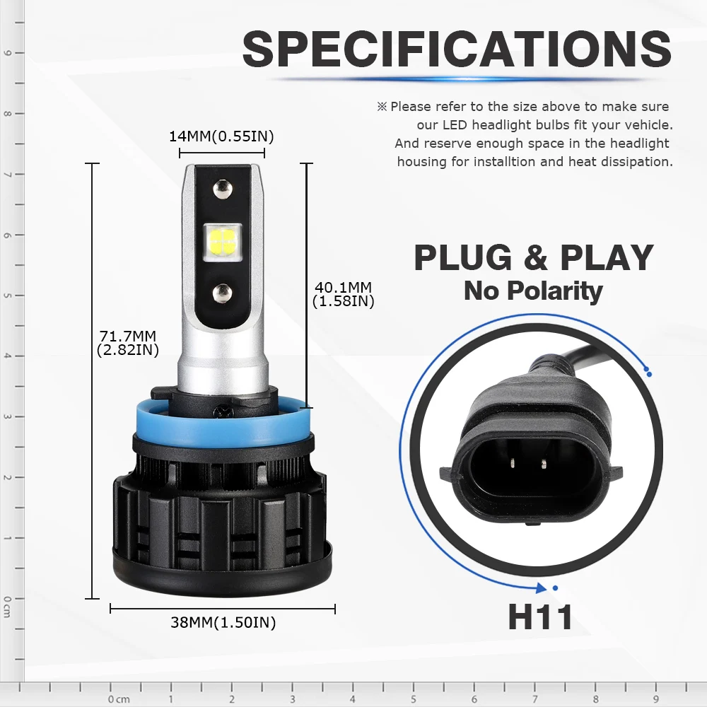 NOVSIGHT 2 шт. супер яркие светодиодные фары автомобиля h11 h8 Светодиодные лампы 12v 24v 6500k 16000lm Водонепроницаемый мини h4 h7 светодиодных автомобильных фар