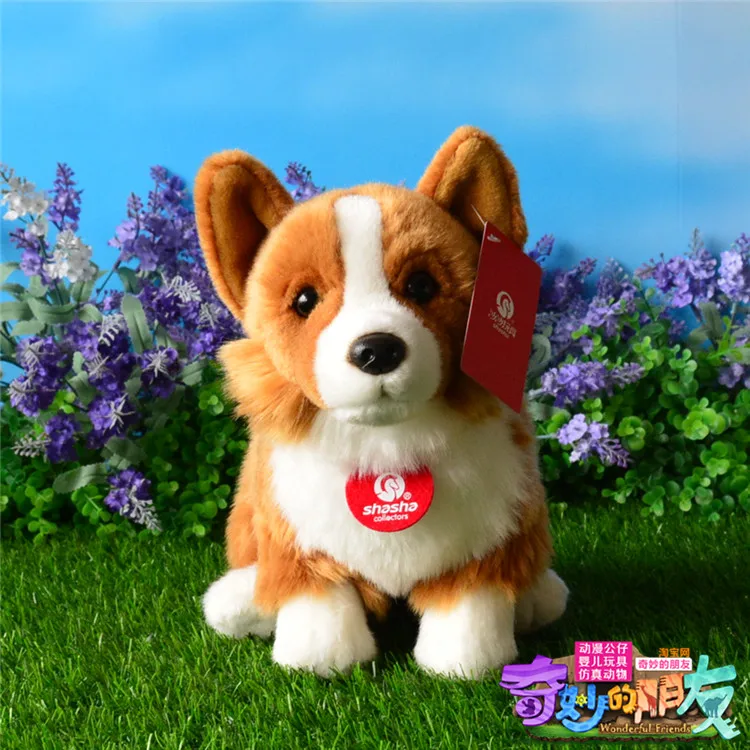 new plush Welsh Corgi dog toy high quality brown sitting dog doll about 30cm