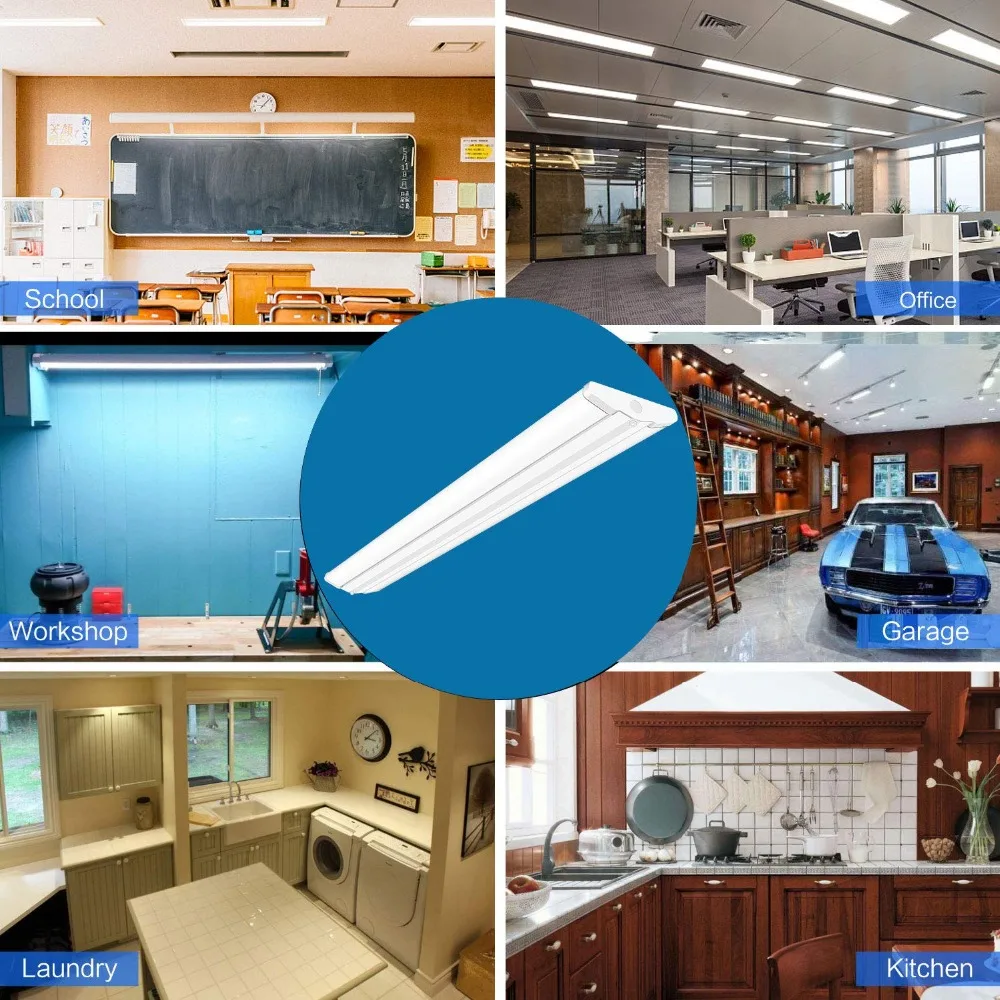 4FT 1.2 M LED Wraparound Shop Lights Ultra Slim 50W 5500 LM 4000K Neutral White, 4 Foot Flush Mount LED Ceiling Wrap Light Fixture for Office Garage Workshop Kitchen Laundry Bulb Lamp strip sting light room
