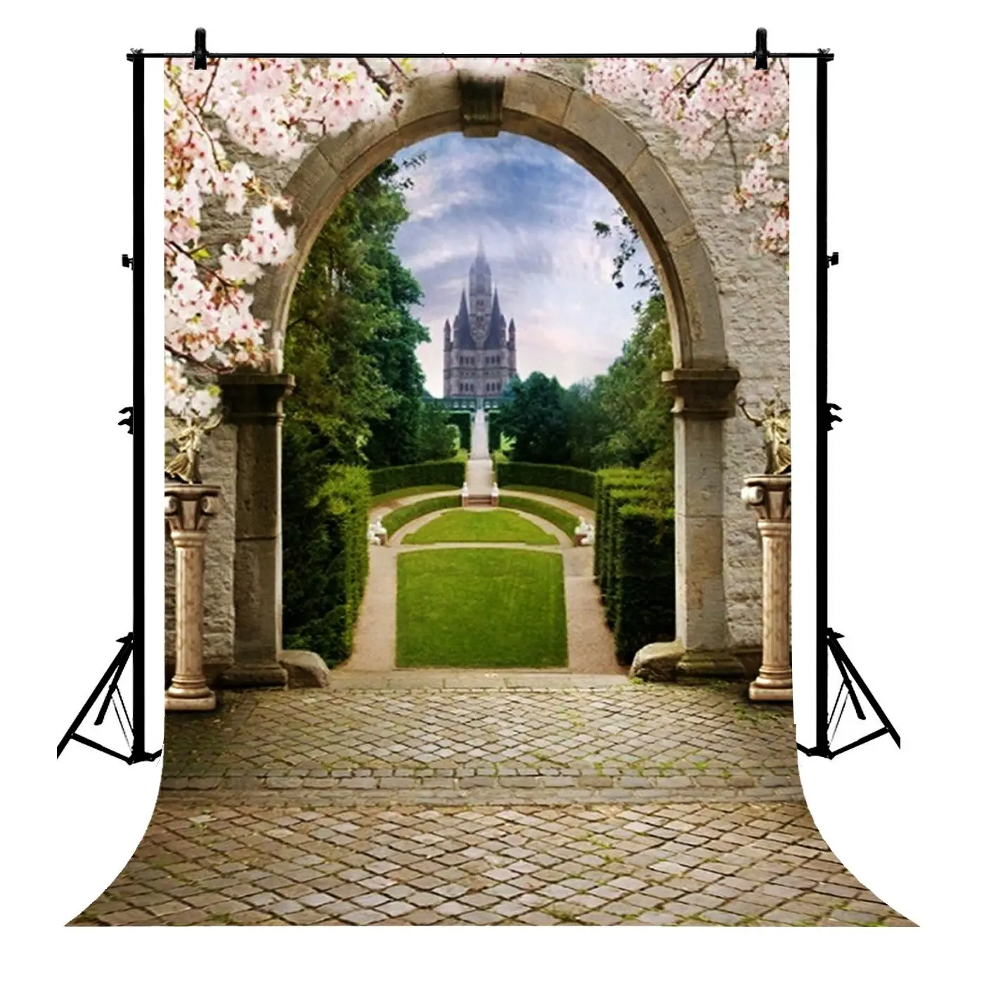 

5x7ft Castle Garden Arch Door Medieval Palace Lovers Polyester Photo Background Portrait Backdrop