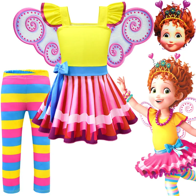 

Fancy Nancy Summer Kids Rainbow Dresses for Girls Party Christmas Clothes Dress pant Baby Girl Princess Little Girls Costume