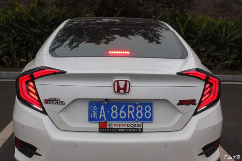 Красный дым для Honda Civic X 10th sedan светодиодный задний фонарь тормозные задние фары световой проблесковый фонарь включение дыхательного движения