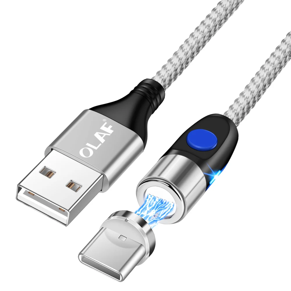 Магнитный кабель Олаф 1 м 2 м 3 А, кабель для быстрой зарядки micro usb type c для быстрой зарядки iPhone 3,0, магнитный кабель USB c type-C