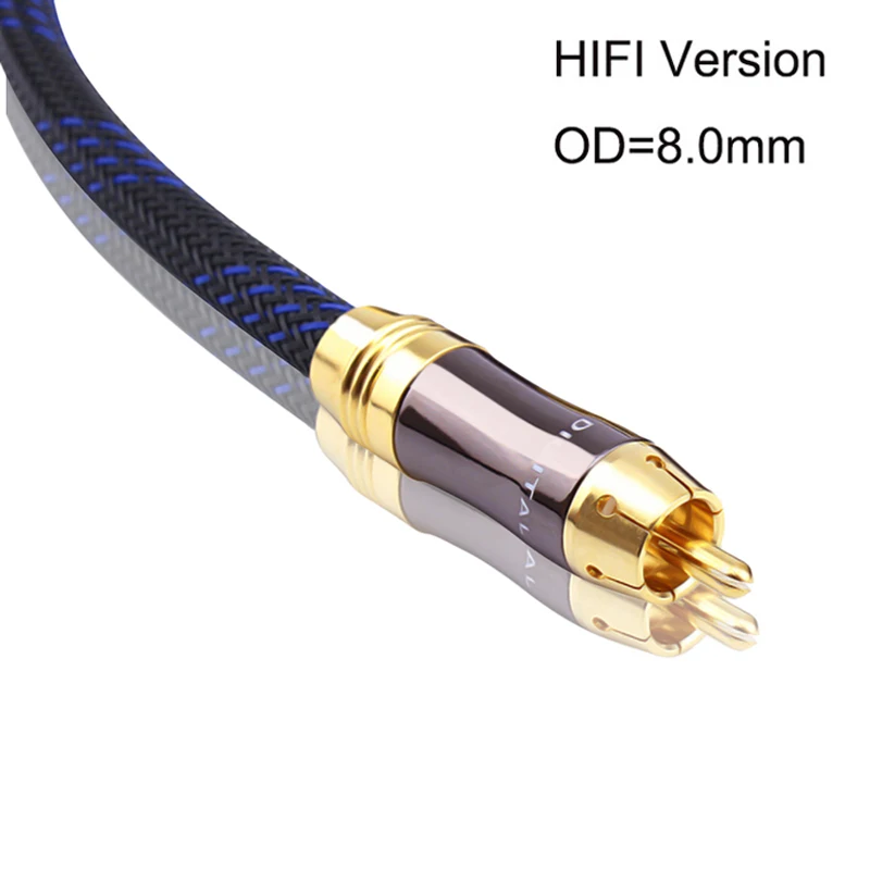 Цифровой коаксиальный аудио/видео кабель HIFI 0 5 м 1 2 3 штекер на Rca Золотой для