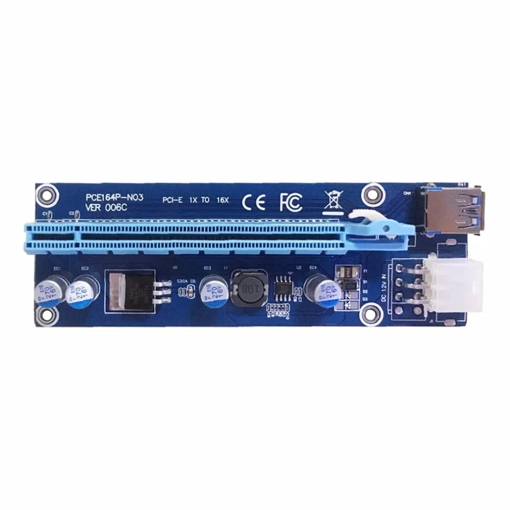 

U34 0.6M PCI-E 1x to 16x PCI Express Riser Card USB 3.0 Data Cable SATA to 6Pin IDE Molex for BTC Miner Machine